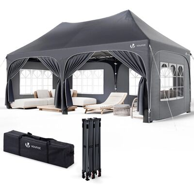 VOUNOT Gazebo Plegable 3x6m con 6 Paredes - Protección para exteriores VOUNOT Gazebo Plegable 3x6m con 6 Paredes - Protección para exteriores
