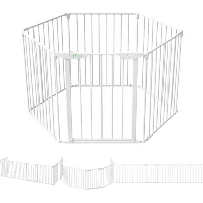 VOUNOT Safety Barrier - 375 cm, 6 Panels, Foldable, White VOUNOT Safety Barrier - 375 cm, 6 Panels, Foldable, White
