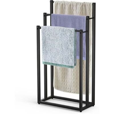VOUNOT Przenośny metalowy wieszak na ręczniki - 45x22x86 cm, Czarny VOUNOT Przenośny metalowy wieszak na ręczniki - 45x22x86 cm, Czarny