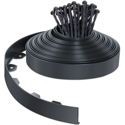 VOUNOT - Flexibele Tuinrand, Plastic, 20m, Antraciet VOUNOT - Flexibele Tuinrand, Plastic, 20m, Antraciet