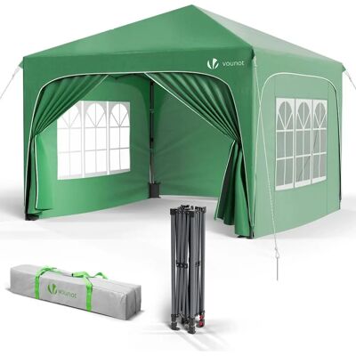 Vounot Faltbares 3x3m Pavillon mit Bogen-Dach - Gartenzelt Vounot Faltbares 3x3m Pavillon mit Bogen-Dach - Gartenzelt