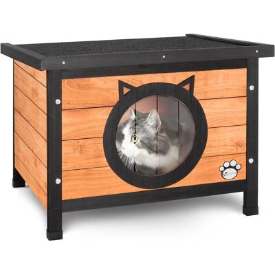 VOUNOT Cat House Wooden with Cat Ear Door - Indoor Outdoor Shelter VOUNOT Cat House Wooden with Cat Ear Door - Indoor Outdoor Shelter