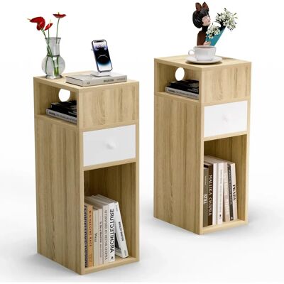 VOUNOT Set di 2 Comodini - Compatti, Resistenti all'acqua, Legno VOUNOT Set di 2 Comodini - Compatti, Resistenti all'acqua, Legno