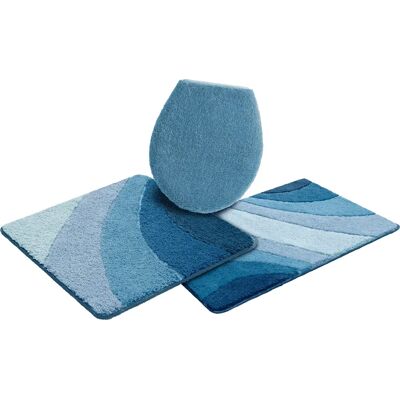 MY HOME Josie - Blau gemustertes 3-teilige Badmatten-Set MY HOME Josie - Blau gemustertes 3-teilige Badmatten-Set