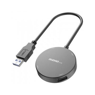 Dudao 4-in-1 USB-Hub - Grau - Tragbarer USB-Verteiler Dudao 4-in-1 USB-Hub - Grau - Tragbarer USB-Verteiler