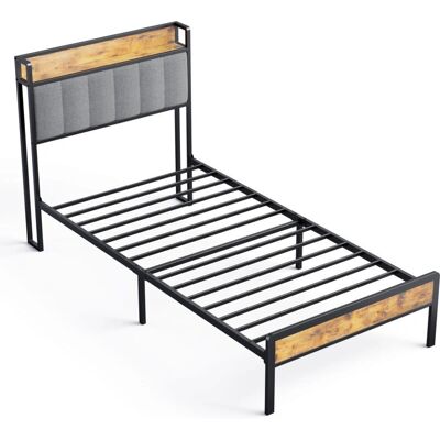 Bealife - 90x200 Metal Bed - Cabecero acolchado - Bed Bealife - 90x200 Metal Bed - Cabecero acolchado - Bed