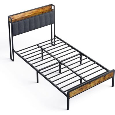 Bealife Cama Metálica 120x200 - Cabecero Acolchado - Almacenamiento Bealife Cama Metálica 120x200 - Cabecero Acolchado - Almacenamiento