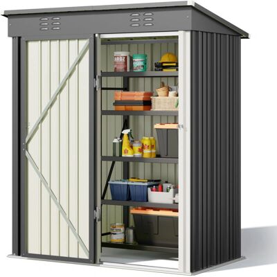 Bealife - Caseta de Jardín de Metal - 162x95x182 cm - Gris - Caseta de jardín Bealife - Caseta de Jardín de Metal - 162x95x182 cm - Gris - Caseta de jardín