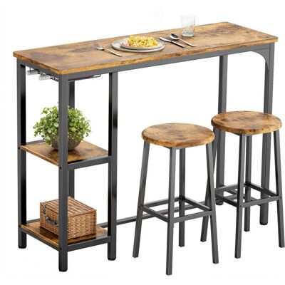 Bealife Bar Table Set - Marrón - Acero - 2 Taburetes - Juego de mesa de bar Bealife Bar Table Set - Marrón - Acero - 2 Taburetes - Juego de mesa de bar