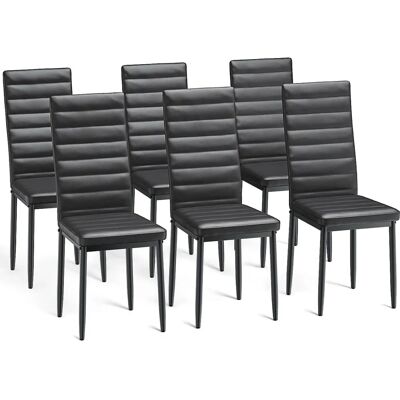 Bealife - 6 Sillas - Negro PU - Patas Metálicas - Silla de comedor Bealife - 6 Sillas - Negro PU - Patas Metálicas - Silla de comedor