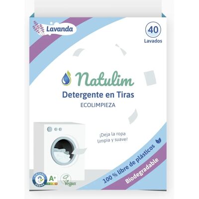 Bandelettes de lessive écologique lavande Natulim - 40 lavages - Publicité Bandelettes de lessive écologique lavande Natulim - 40 lavages - Publicité