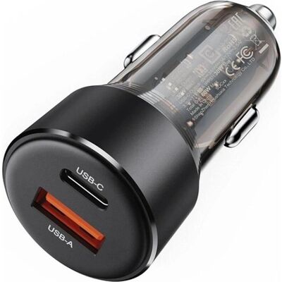 Acefast B12 Auto-Ladegerät - 60W, USB-A/USB-C, Schwarz Acefast B12 Auto-Ladegerät - 60W, USB-A/USB-C, Schwarz