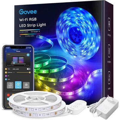 Govee Wi-Fi RGB LED Streifen - Intelligente LED Lichtleiste 10M Govee Wi-Fi RGB LED Streifen - Intelligente LED Lichtleiste 10M