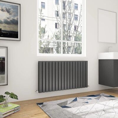 Nes Home 1158 X 600mm Double Flat Panel Matte Black Designer Radiator Nes Home 1158 X 600mm Double Flat Panel Matte Black Designer Radiator