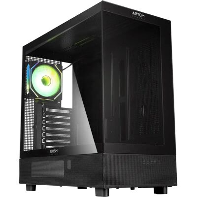 Boîtier PC ABYSM AB123014 - Verre trempé, ATX, Noir & Blanc - Publicité Boîtier PC ABYSM AB123014 - Verre trempé, ATX, Noir & Blanc - Publicité