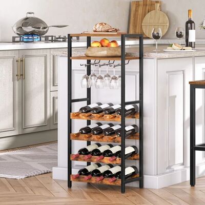 HOOBRO Holz Weinregal - 16 Flaschen - Industrielles Hohe Design HOOBRO Holz Weinregal - 16 Flaschen - Industrielles Hohe Design