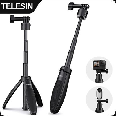 Telesin Mini Treppiede & Bastone Selfie - Regolabile 70cm - Per GoPro Telesin Mini Treppiede & Bastone Selfie - Regolabile 70cm - Per GoPro