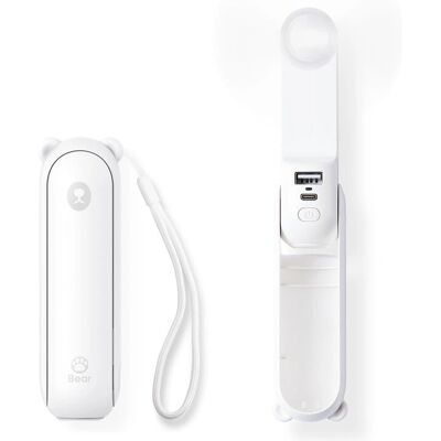 JISULIFE Life8 Handheld Fan - White - Portable Mini Fan - USB Rechargeable 4500mAh - 3-in-1 with Flashlight - Power Bank JISULIFE Life8 Handheld Fan - White - Portable Mini Fan - USB Rechargeable 4500mAh - 3-in-1 with Flashlight - Power Bank