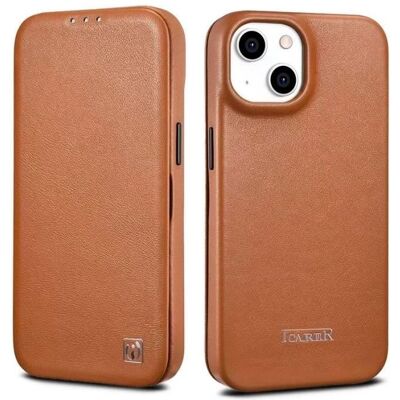 Coque en cuir marron pour iPhone 14 Plus - Étui en cuir - Publicité Coque en cuir marron pour iPhone 14 Plus - Étui en cuir - Publicité
