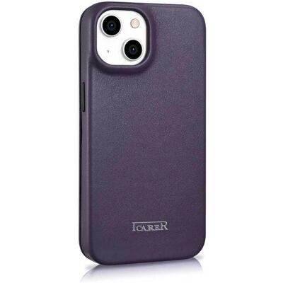 Coque Folio en cuir pour iPhone 14 Plus Violet Foncé - Smartphone - Publicité Coque Folio en cuir pour iPhone 14 Plus Violet Foncé - Smartphone - Publicité