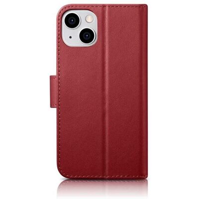 Coque portefeuille en cuir iCarer pour iPhone 14 Plus - Blocage RFID, Support - Publicité Coque portefeuille en cuir iCarer pour iPhone 14 Plus - Blocage RFID, Support - Publicité