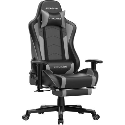 Gamingstol GTPLAYER - Bluetooth-högtalare - Ergonomiskt Kontorsbord Grå Gamingstol GTPLAYER - Bluetooth-högtalare - Ergonomiskt Kontorsbord Grå