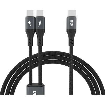 Dudao 2v1 USB-C Nabíjecí Kabel do auta - 2x USB-C 100W 1,2m - černý Dudao 2v1 USB-C Nabíjecí Kabel do auta - 2x USB-C 100W 1,2m - černý