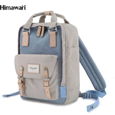 Stylowy plecak Himawari w odcieniach beżu i niebieskiego z kieszenią na laptopa - Plecak Stylowy plecak Himawari w odcieniach beżu i niebieskiego z kieszenią na laptopa - Plecak