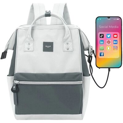 Szary plecak Himawari na laptopa z portem USB Szary plecak Himawari na laptopa z portem USB