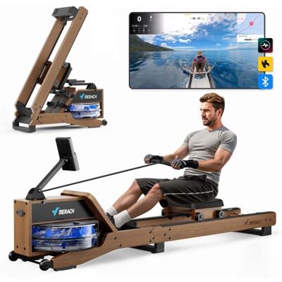 Merach Water Rowing Machine - Walnut - 6 Resistance Levels - LCD & App Merach Water Rowing Machine - Walnut - 6 Resistance Levels - LCD & App