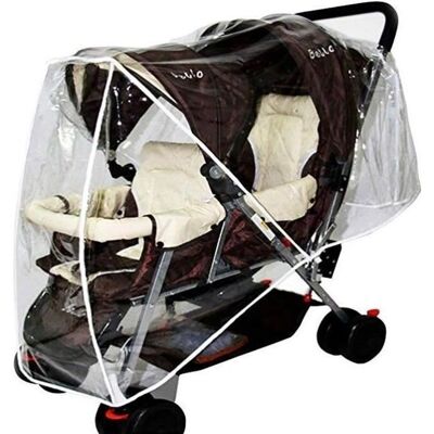 Housse de pluie pour poussette double - Imperméable & Transparente - Publicité Housse de pluie pour poussette double - Imperméable & Transparente - Publicité