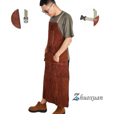 DPZO Delantal de soldadura de cuero grueso - Cuero de vaca - 115 cm - Una talla - Apron DPZO Delantal de soldadura de cuero grueso - Cuero de vaca - 115 cm - Una talla - Apron