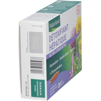 Naturland Détox Hepatique - 20 Ampoules - Soutien hépatique aux herbes - Publicité Naturland Détox Hepatique - 20 Ampoules - Soutien hépatique aux herbes - Publicité