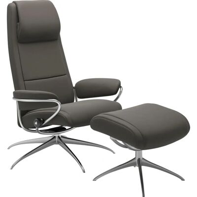 Stressless Paris Grau Leder Relaxsessel - Sessel mit Hocker Stressless Paris Grau Leder Relaxsessel - Sessel mit Hocker