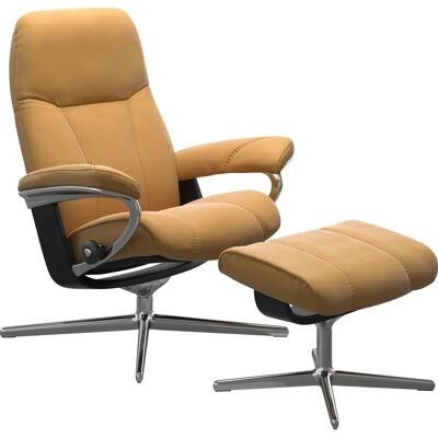 STRESSLESS Consul Relaxsessel - Groß Gelb Leder mit Cross Base STRESSLESS Consul Relaxsessel - Groß Gelb Leder mit Cross Base