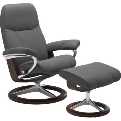 Stressless - Consul - grau BATICK - Leder BATICK - Signature Base Braun - Armchair Stressless - Consul - grau BATICK - Leder BATICK - Signature Base Braun - Armchair