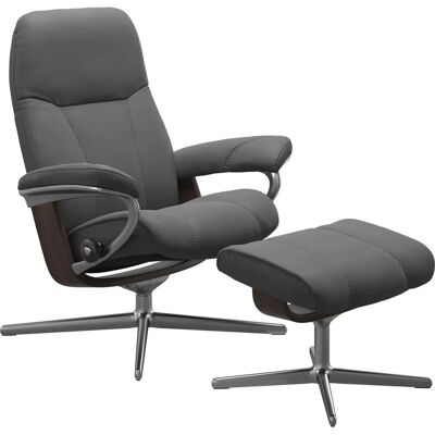STRESSLESS Consul - Grau BATICK Leder, Cross Base, Relax- & Drehfunktion STRESSLESS Consul - Grau BATICK Leder, Cross Base, Relax- & Drehfunktion