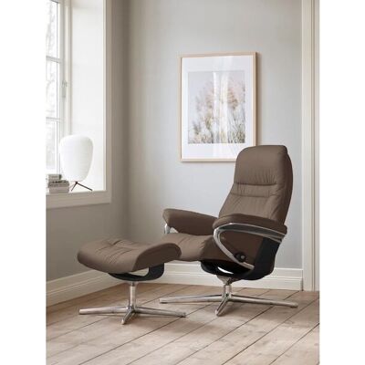 STRESSLESS Sunrise Fußhocker - Leder BATICK - Schwarz Cross Base - Fußhocker STRESSLESS Sunrise Fußhocker - Leder BATICK - Schwarz Cross Base - Fußhocker
