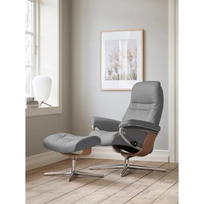 STRESSLESS Sunrise Hocker - Fußhocker, Bordeaux BATICK, Cross Base Eiche STRESSLESS Sunrise Hocker - Fußhocker, Bordeaux BATICK, Cross Base Eiche