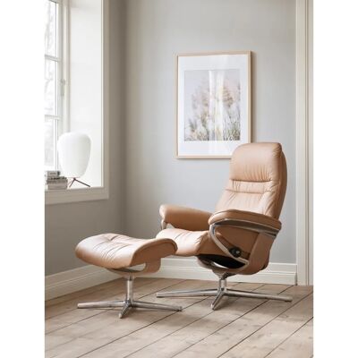 Stressless Sunrise Hocker - Eiche Cross Base, Leder PALOMA, Braun Stressless Sunrise Hocker - Eiche Cross Base, Leder PALOMA, Braun
