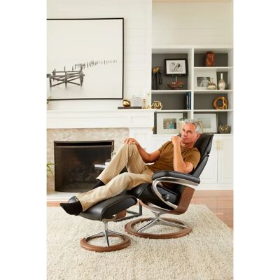 Stressless Admiral Fußhocker - Leder BATICK, Signature Base, Schwarz Stressless Admiral Fußhocker - Leder BATICK, Signature Base, Schwarz