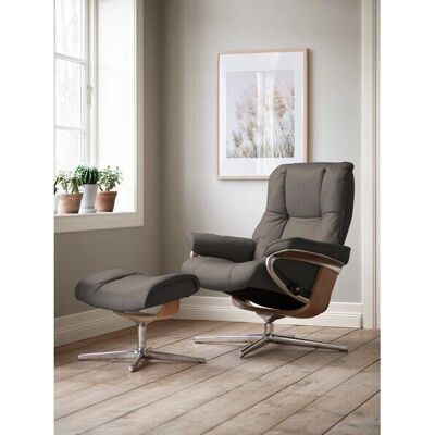 STRESSLESS Mayfair Relaxsessel - Leder PALOMA, Cross Base Eiche, Grau STRESSLESS Mayfair Relaxsessel - Leder PALOMA, Cross Base Eiche, Grau