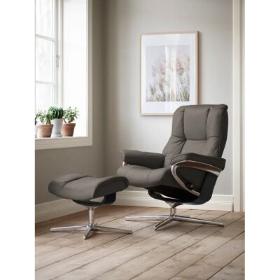 STRESSLESS Mayfair - Ergonomischer Relaxsessel, Grau Leder, Cross Base STRESSLESS Mayfair - Ergonomischer Relaxsessel, Grau Leder, Cross Base