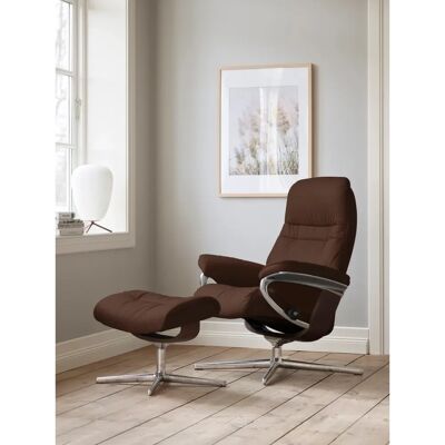 Stressless Sunrise Relaxsessel - Leder BATICK, Braun, Cross Base Stressless Sunrise Relaxsessel - Leder BATICK, Braun, Cross Base