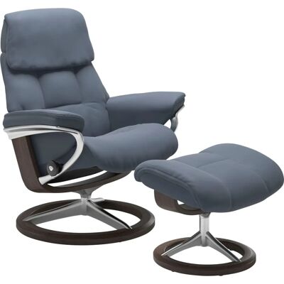 Stressless Ruby Blau Leder Relaxsessel - Signature Base Stressless Ruby Blau Leder Relaxsessel - Signature Base