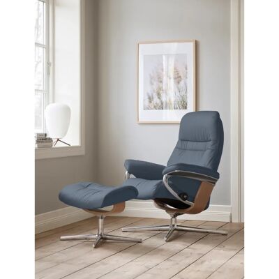STRESSLESS Sunrise - Sparrow Blau PALOMA Relaxsessel mit Cross Base Eiche STRESSLESS Sunrise - Sparrow Blau PALOMA Relaxsessel mit Cross Base Eiche