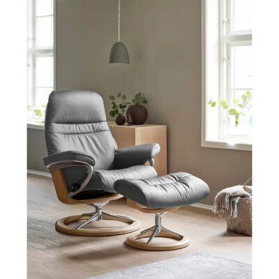Eiche Leder Sunrise Relax Sessel - Relaxsessel Eiche Leder Sunrise Relax Sessel - Relaxsessel