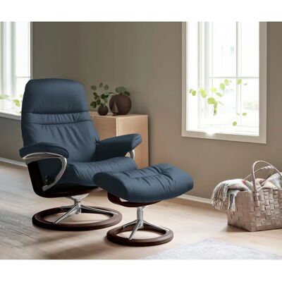 STRESSLESS Sunrise Relaxsessel - Leder PALOMA, Blau, Signature Base STRESSLESS Sunrise Relaxsessel - Leder PALOMA, Blau, Signature Base