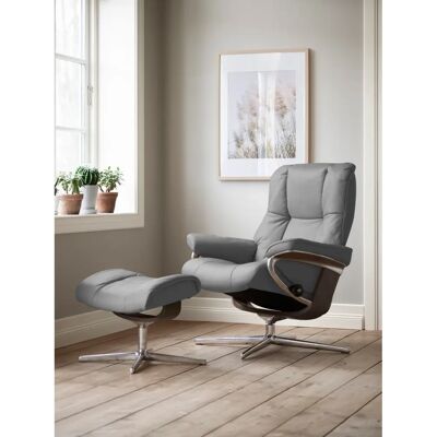 STRESSLESS Mayfair - grauer Relaxsessel mit Leder BATICK - Cross Base Wenge STRESSLESS Mayfair - grauer Relaxsessel mit Leder BATICK - Cross Base Wenge