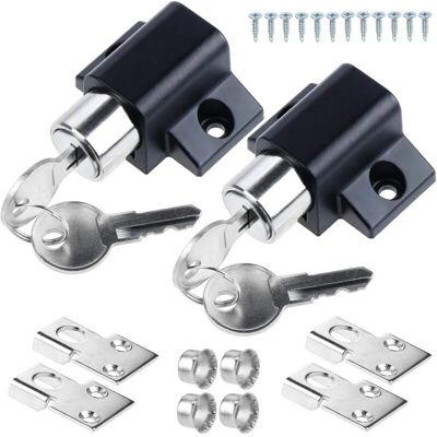 GOTRAYS - 2-Piece Sliding Door Lock - Negro - 45x25mm - Cerradura GOTRAYS - 2-Piece Sliding Door Lock - Negro - 45x25mm - Cerradura